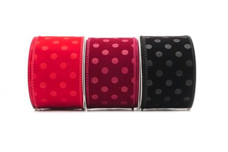 Velvet Polka Dots Wired Ribbon - Velvet Polka Dots Wired Ribbon